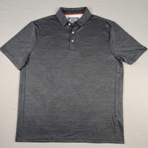 Seapointe Polo Shirt Mens M Gray Tonal Palm Print Performance Golf Casual Travel